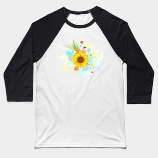 Summer Sunflower on White Background Baseball T-Shirt